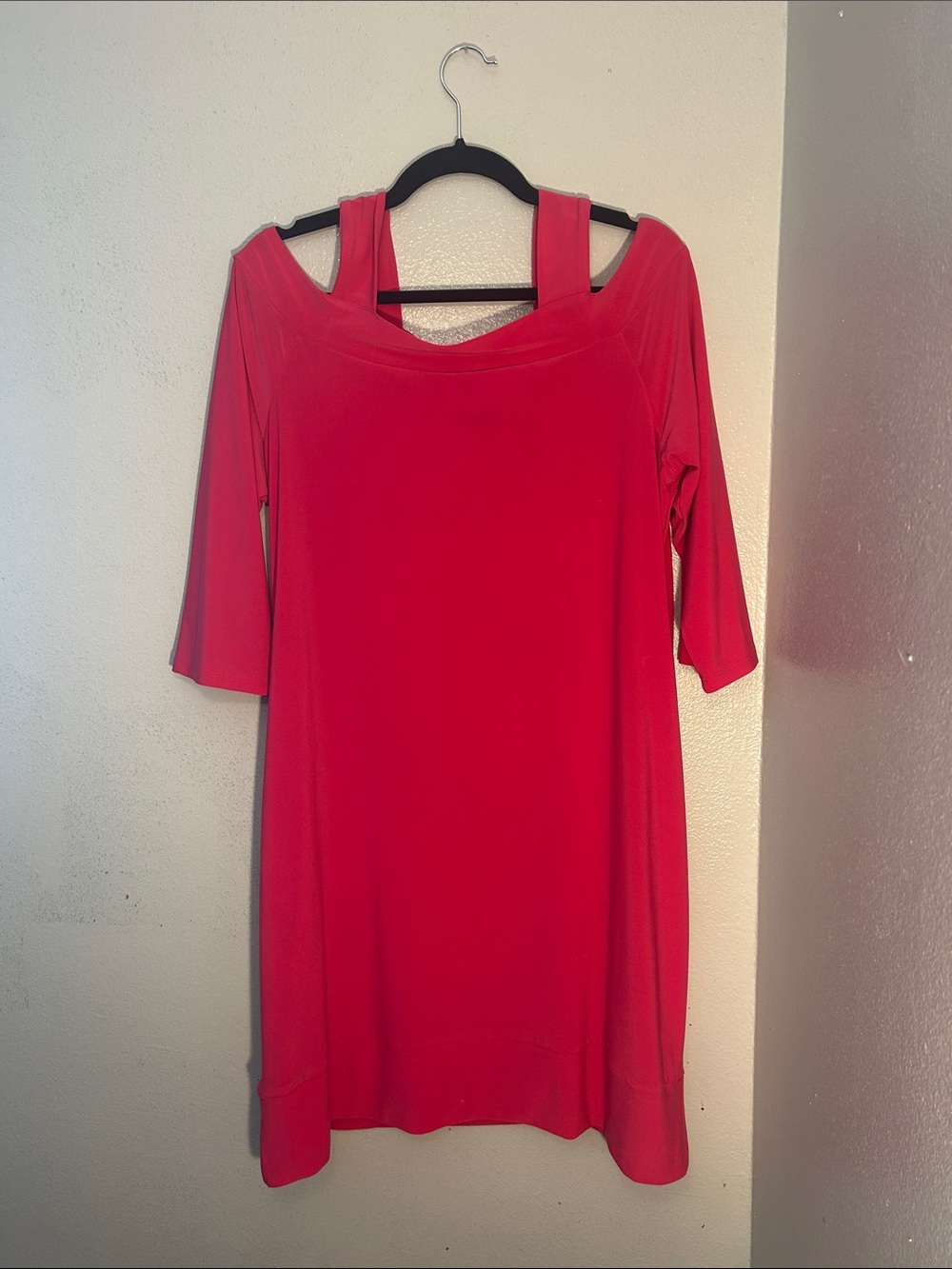 Cold-Shoulder Midi Dress in Vibrant Pink
